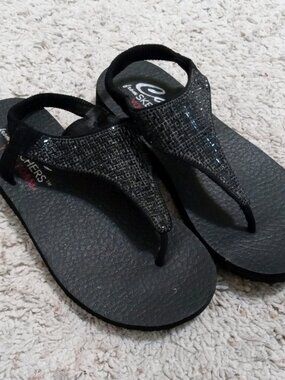 Cali Skechers Womens 7 Sandals Black Meditation Sweet Rock Flip Flops Yoga Foam